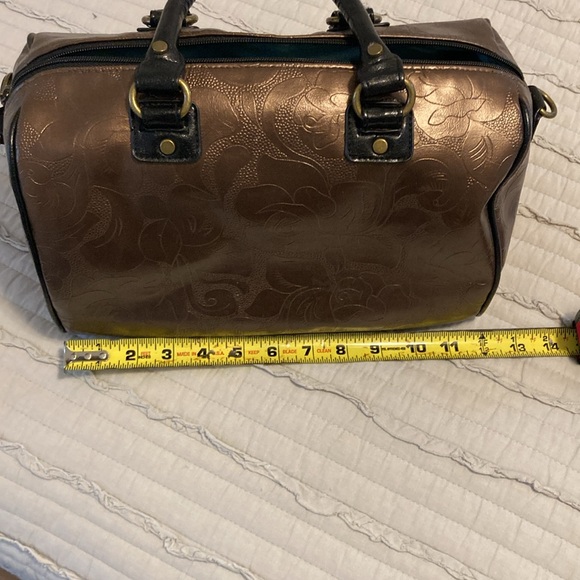 Gigi Hill Cooper Colored Floral Embossed Handbag. - Picture 7 of 10